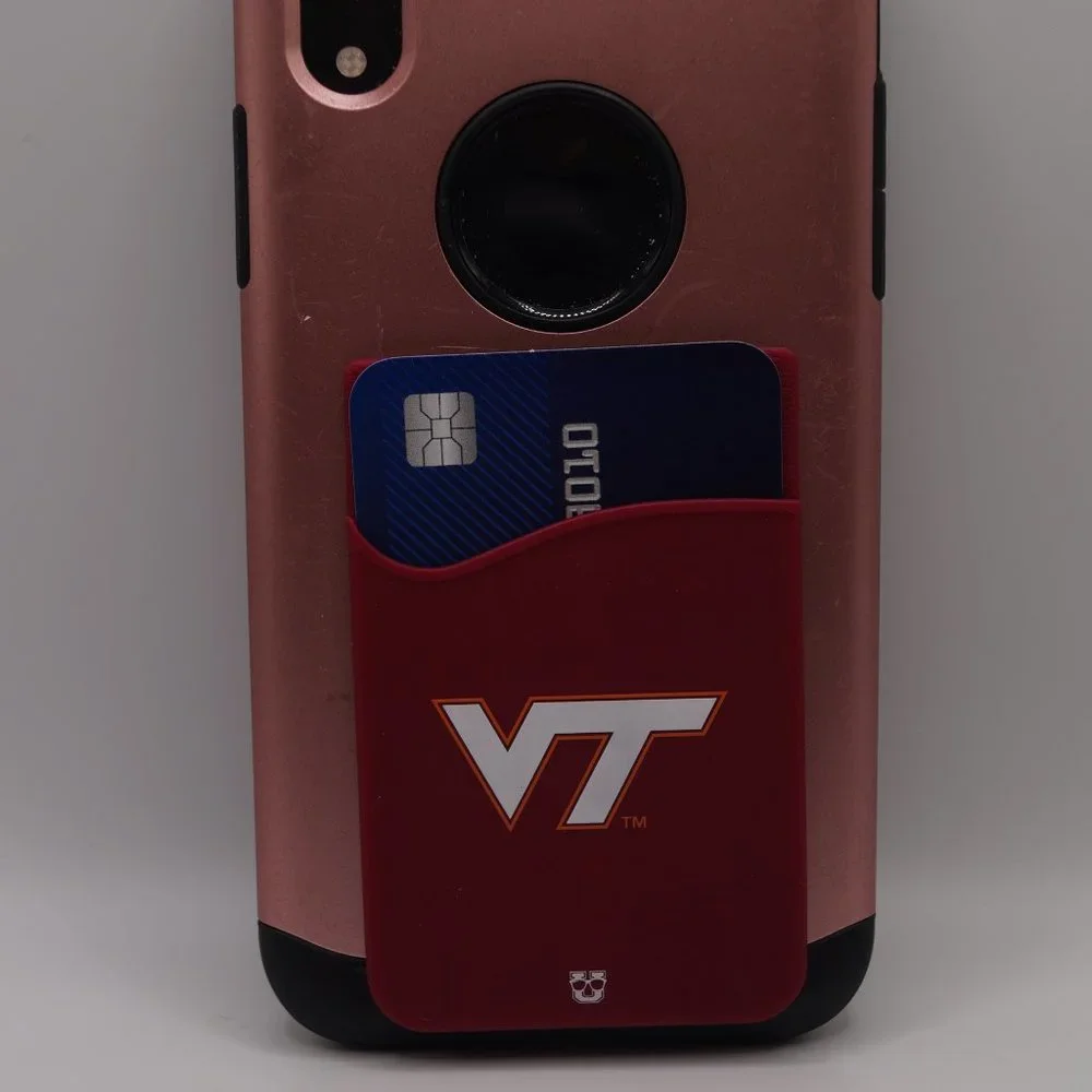 Virginia Tech Hokies Silicone Stick On Phone Wallet Card Holder
